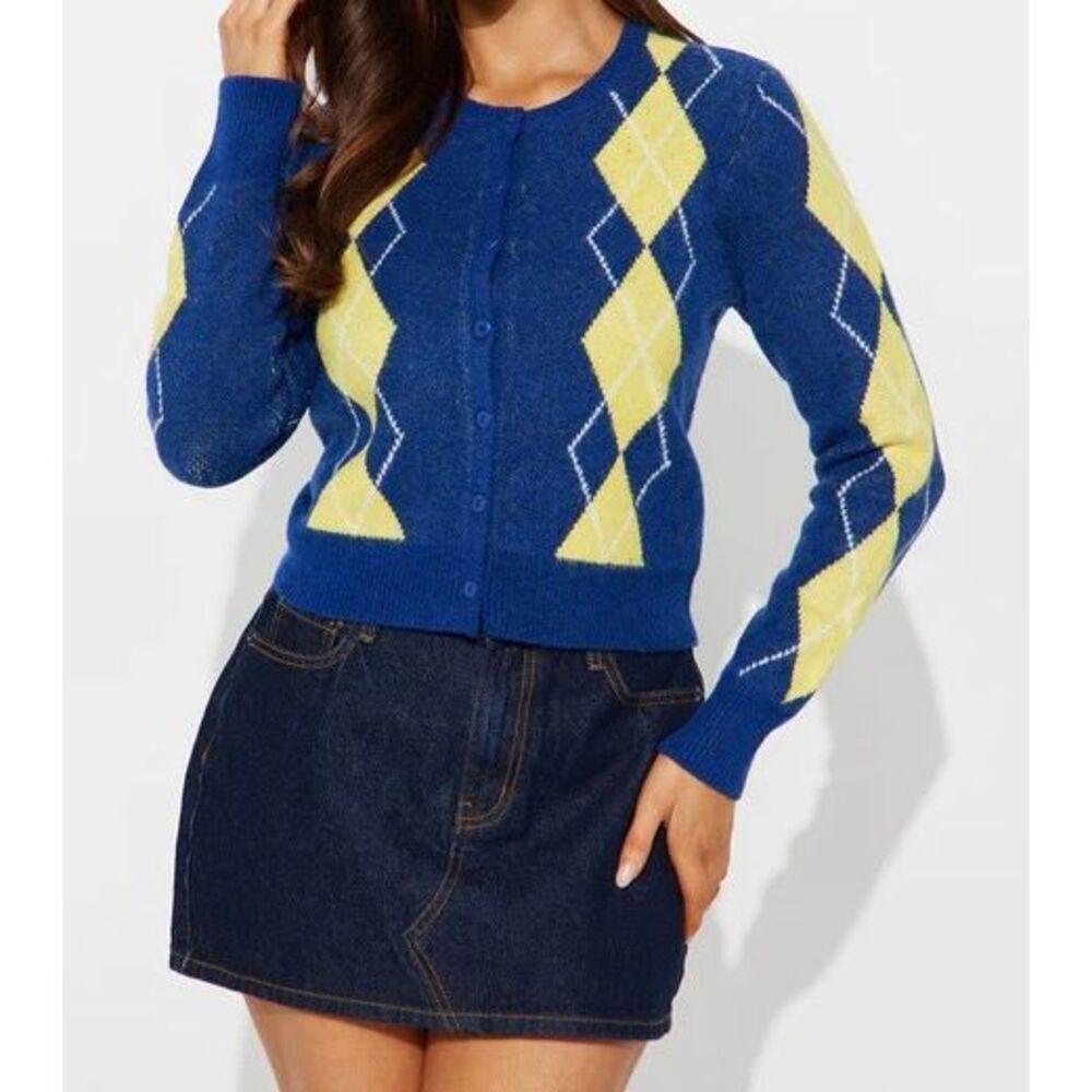Argyle Sweater - Blue/yellow